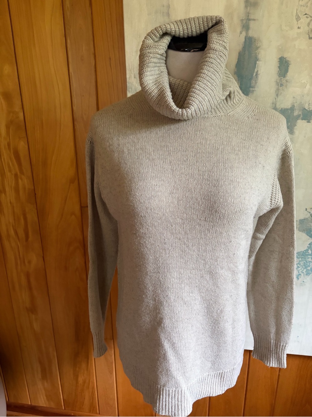 J. Crew Sz. Medium Cozy Cream Color Cowl Neck Chunky Sweater. Cozy. Soft.
